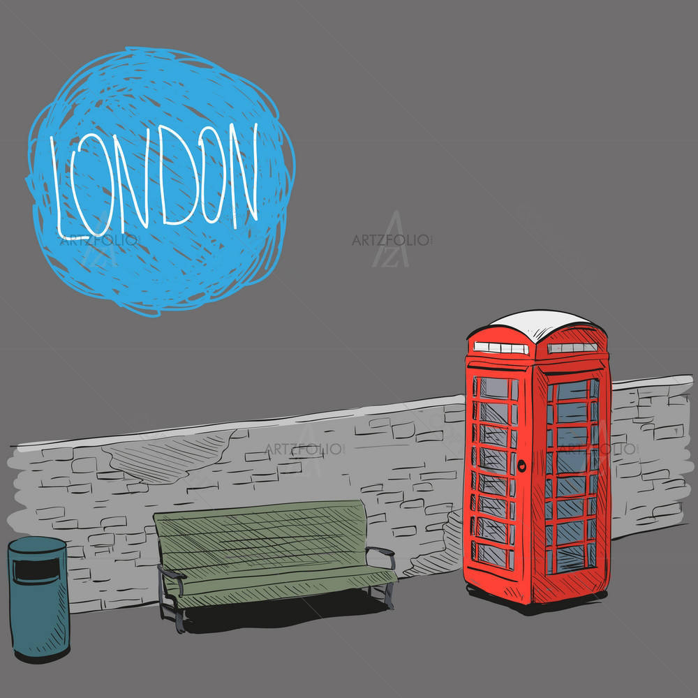 Red English Phone Booth D1 — custom-size art design 5003980