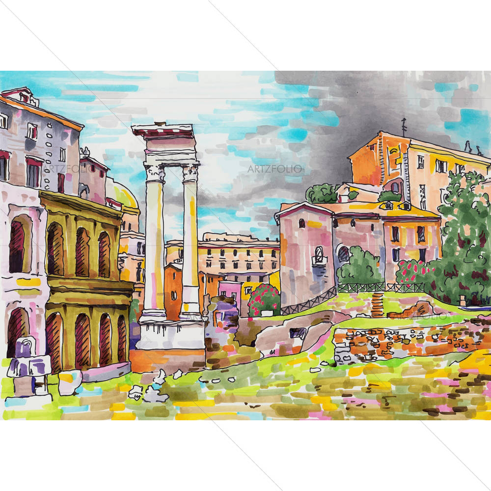 Rome Italy Cityscape D6 — Ancient custom art by ArtzFolio