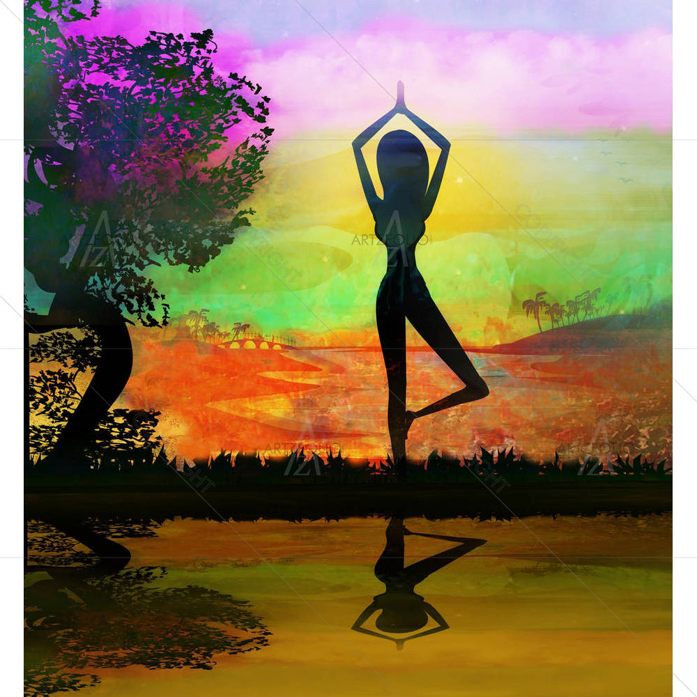 Girl In Yoga Pose — Birds custom art by ArtzFolio