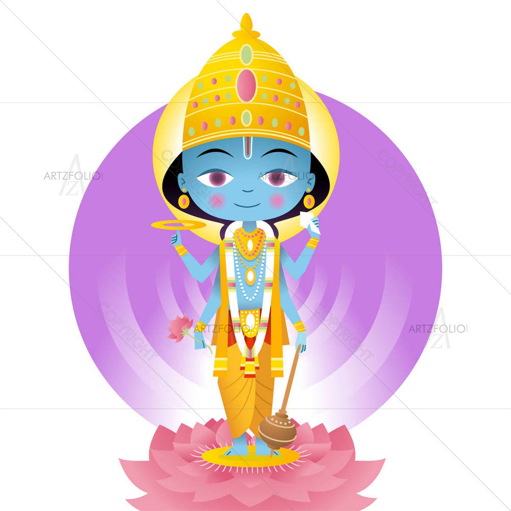 Hindu God Vishnu D1 — Devotional custom art by ArtzFolio