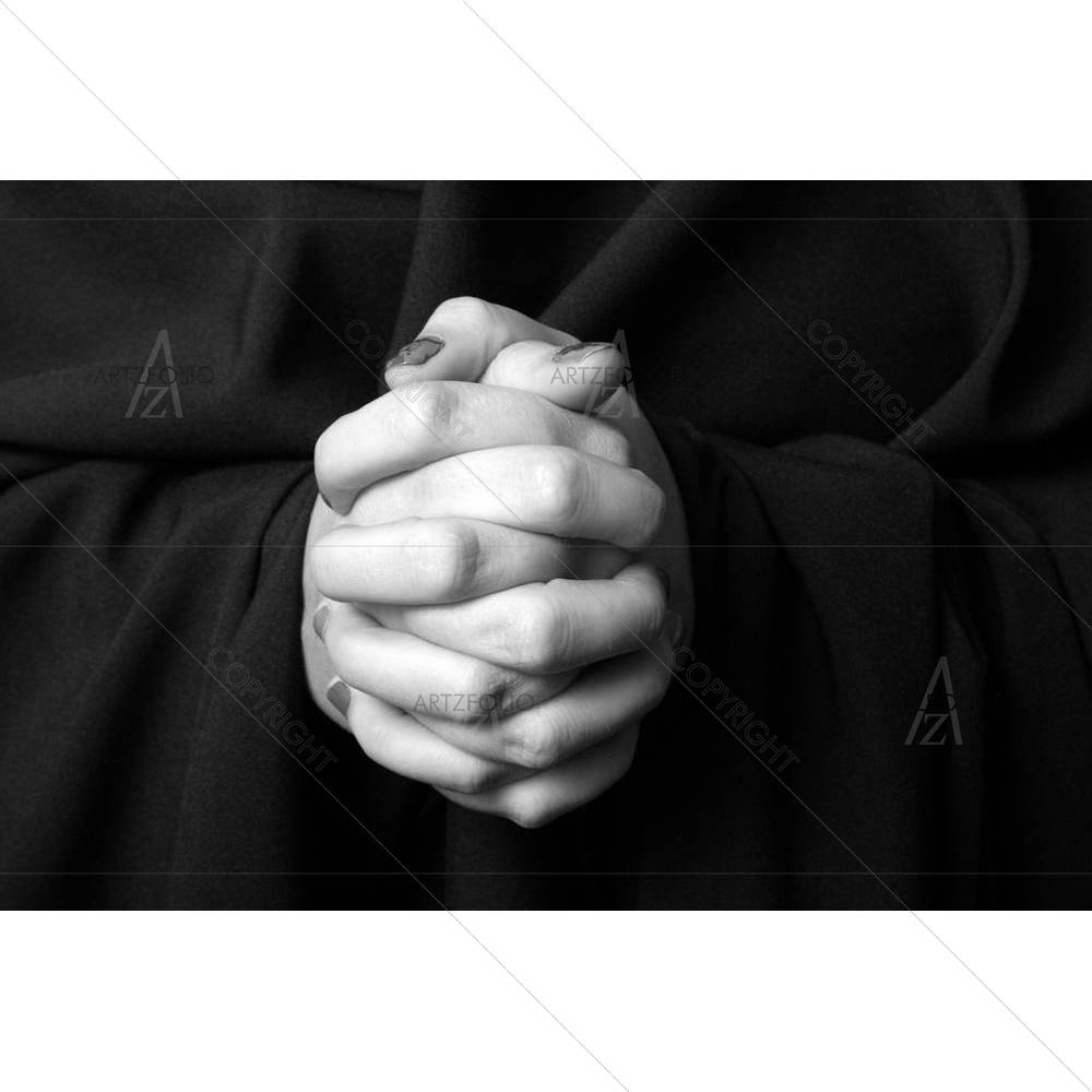 Womans Hands Clasped In Prayer — Devotional custom art by ArtzFolio