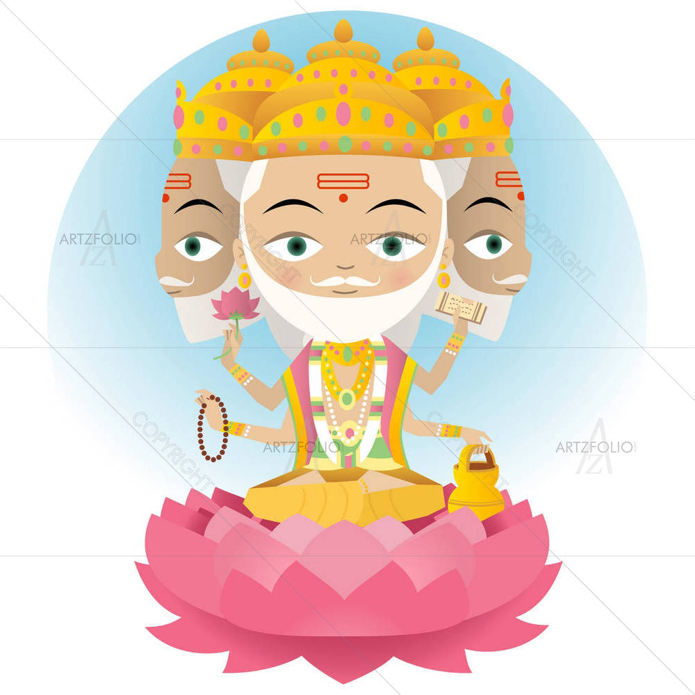 Hindu God Brahma — Devotional custom art by ArtzFolio