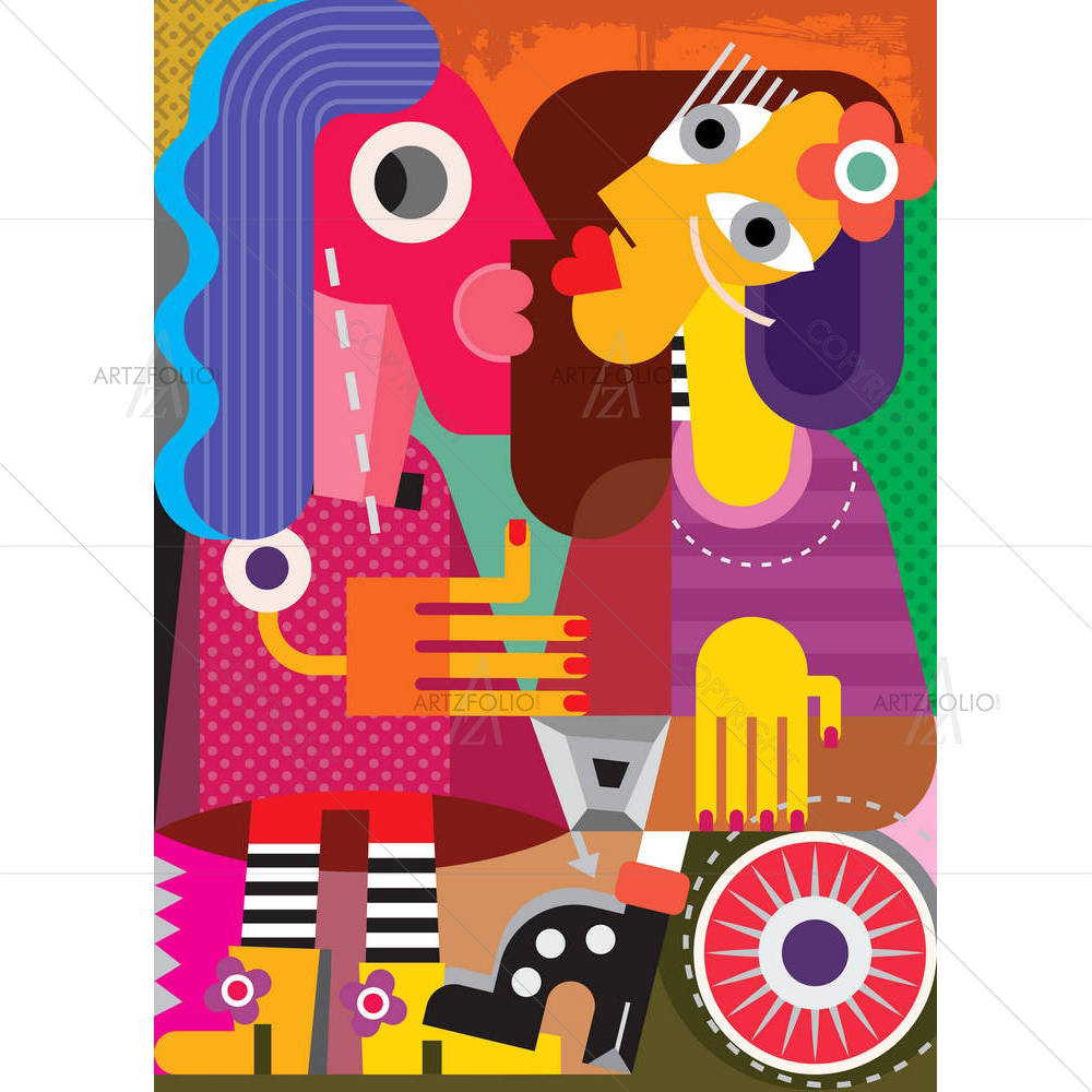 Portrait Of Two Women D2 — custom-size art design 5004049