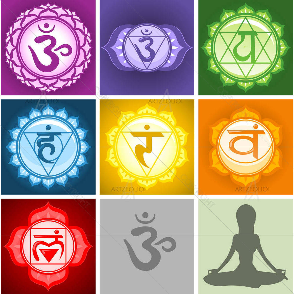 Yoga Chakras Symbols — Devotional custom art by ArtzFolio