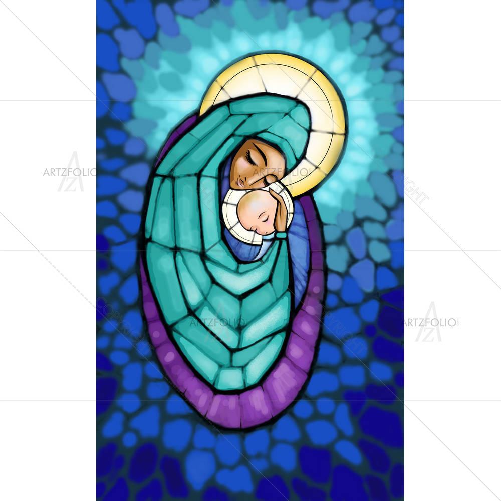 Madonna With Infant Jesus In Her Arm — Devotional custom art by ArtzFolio