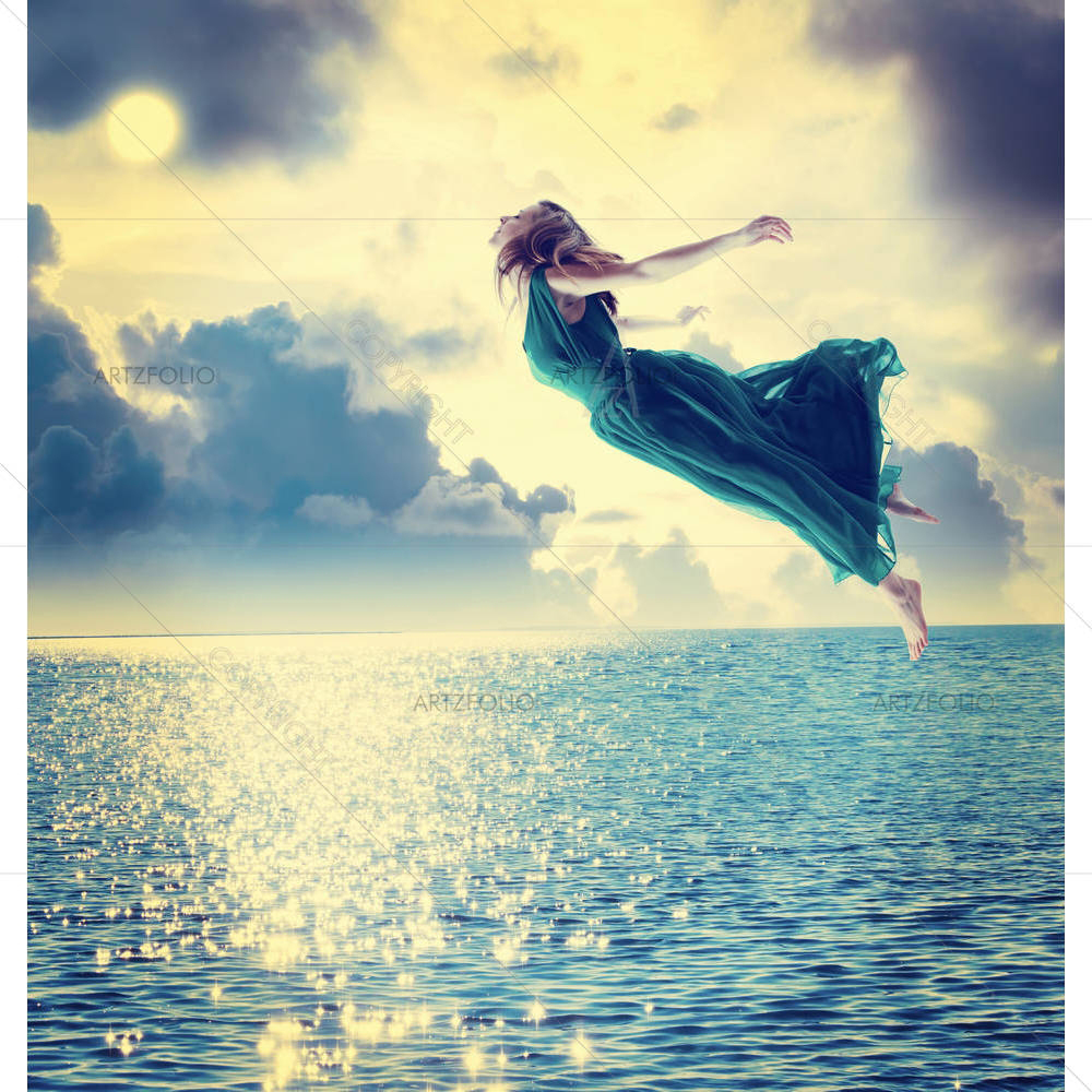 Girl Over The Ocean — custom-size art design 5004087