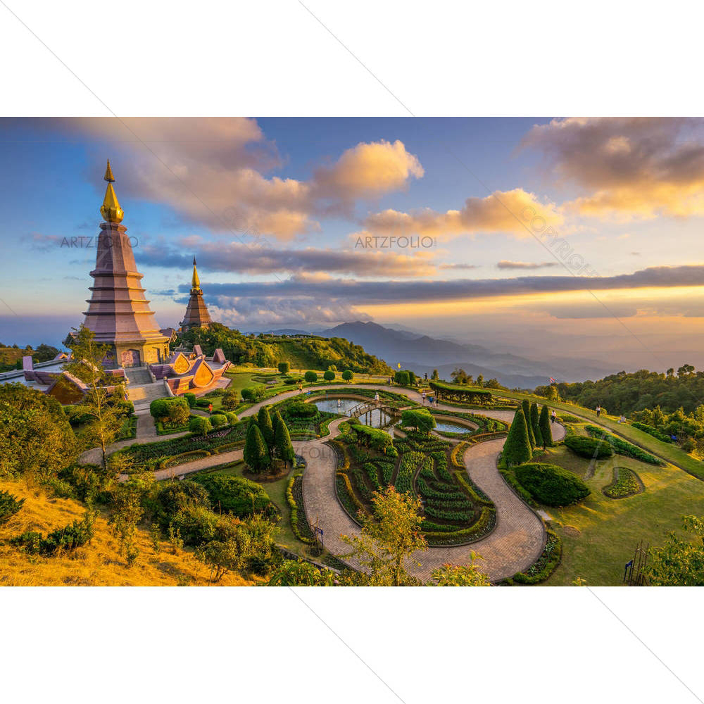 Noppapol Phumsiri Pagodas At Doi Inthanon, Thailand — Devotional custom art by ArtzFolio