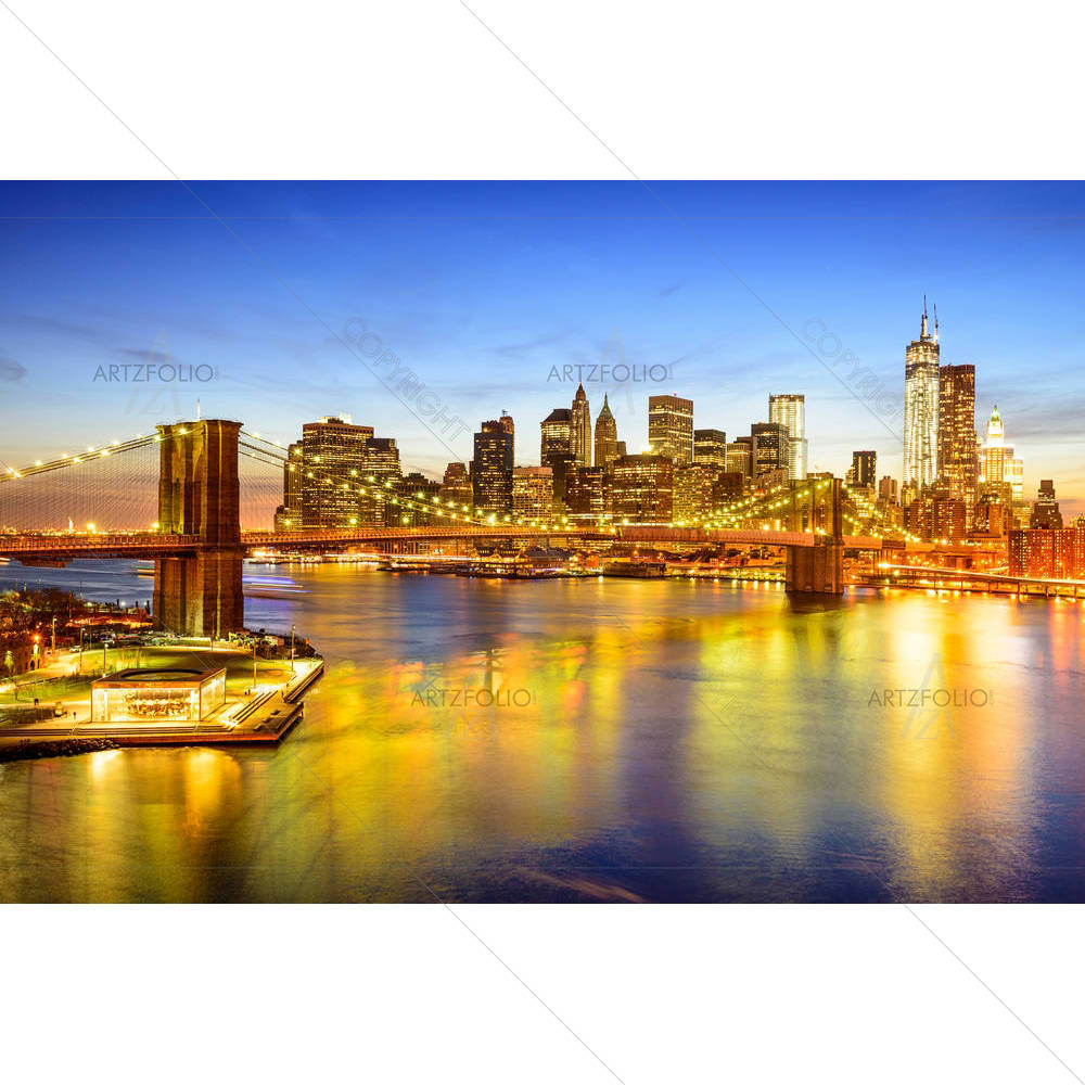 Brooklyn Bridge & East River, New York USA — American custom art by ArtzFolio