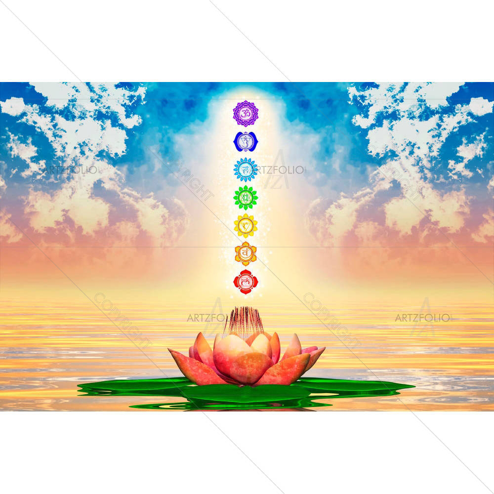 Sacred Lotus & Chakras D2 — custom-size art design 5004129