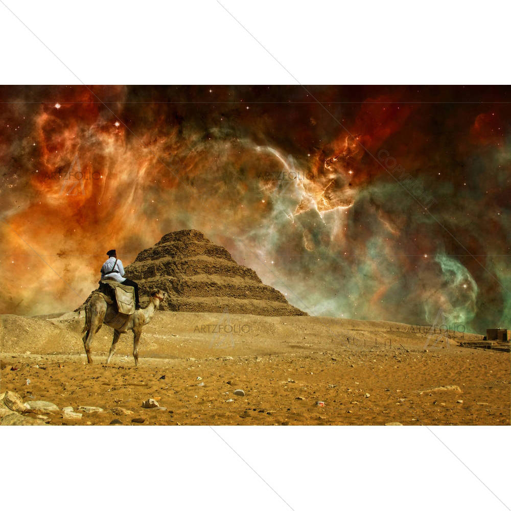 Step Pyramid Of Djoser At Saqqara & Carina Nebula — Devotional custom art by ArtzFolio