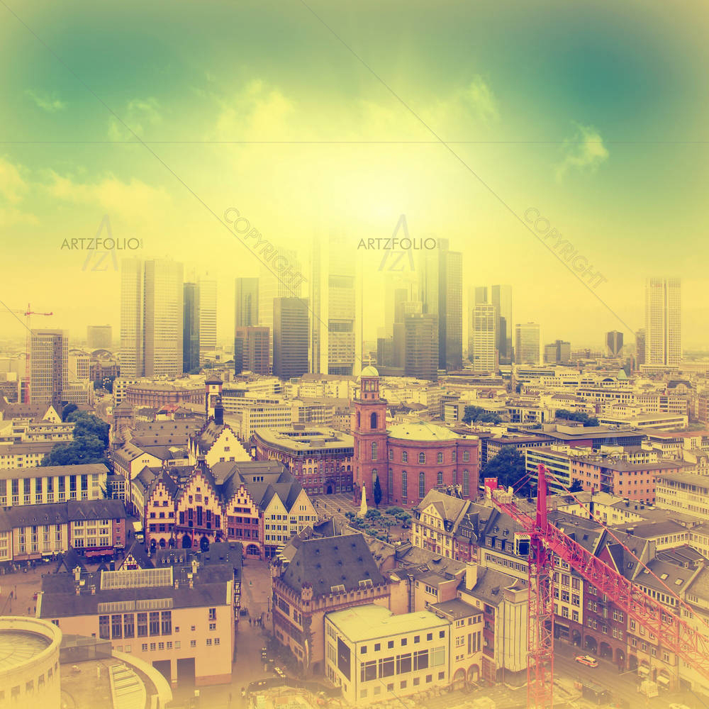 Frankfurt At Sunset, Germany — Ancient custom art by ArtzFolio
