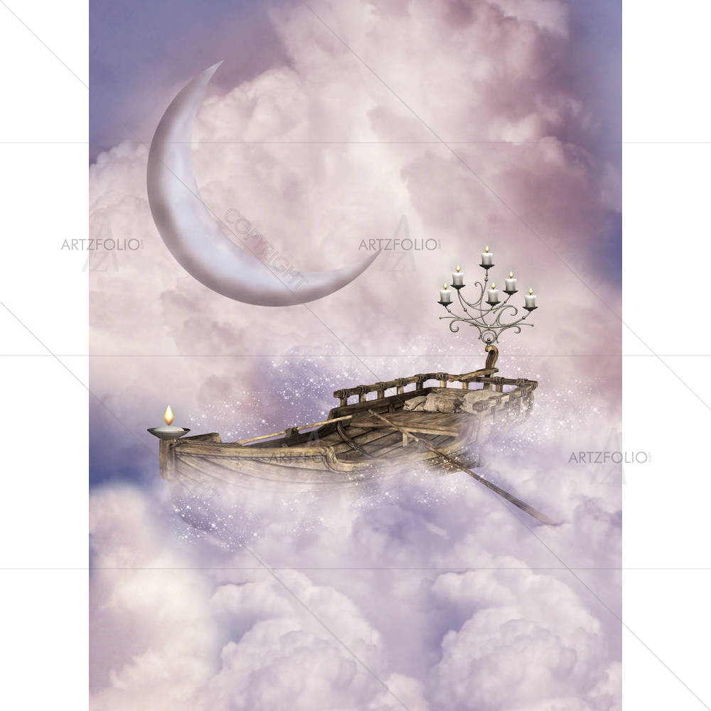 Boat & Candle In The Sky — custom-size art design 5004160