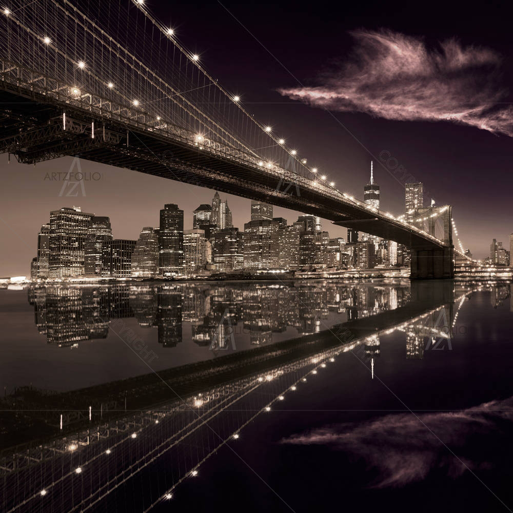Brooklyn Bridge In Manhattan Skyline, New York USA — custom-size art design 5004180
