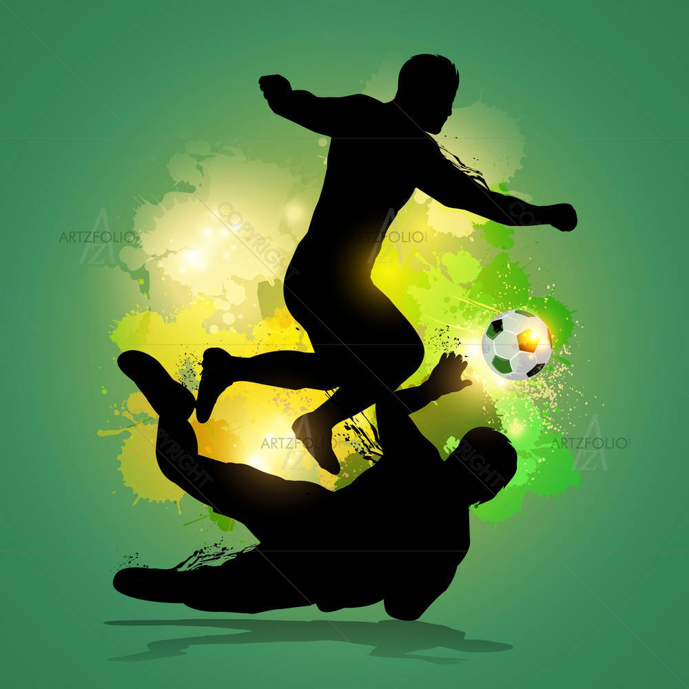 Soccer Player Dribbles Through Goalkeeper — custom-size art design 5004194