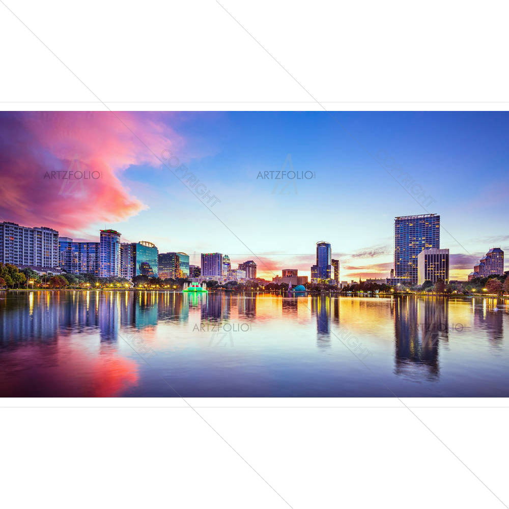 USA Downtown City Skyline, Orland,Florida — custom-size art design 5004195