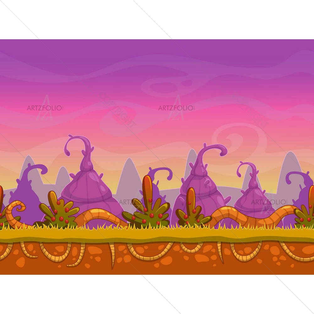 Cartoon Fantasy Landscape — Botanical custom art by ArtzFolio