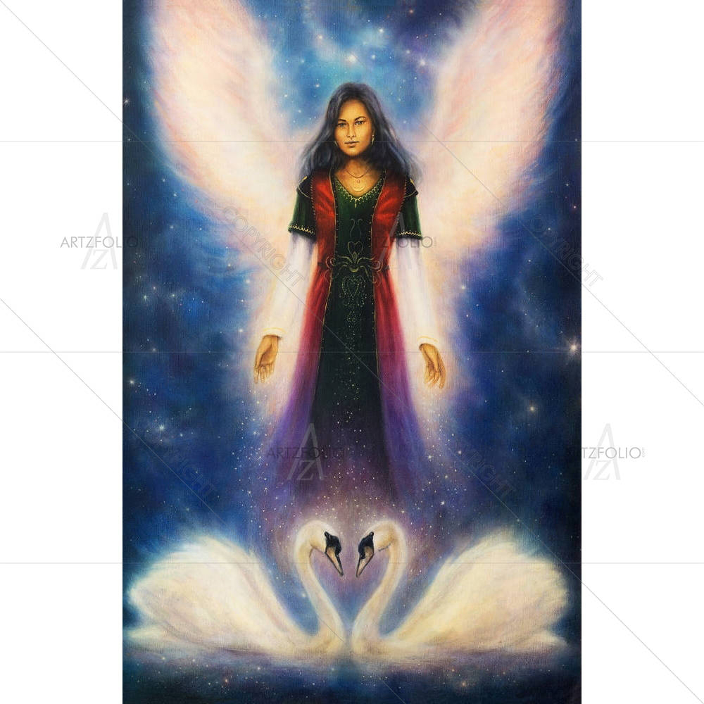 Angel Woman With Radiant Wings — Devotional custom art by ArtzFolio