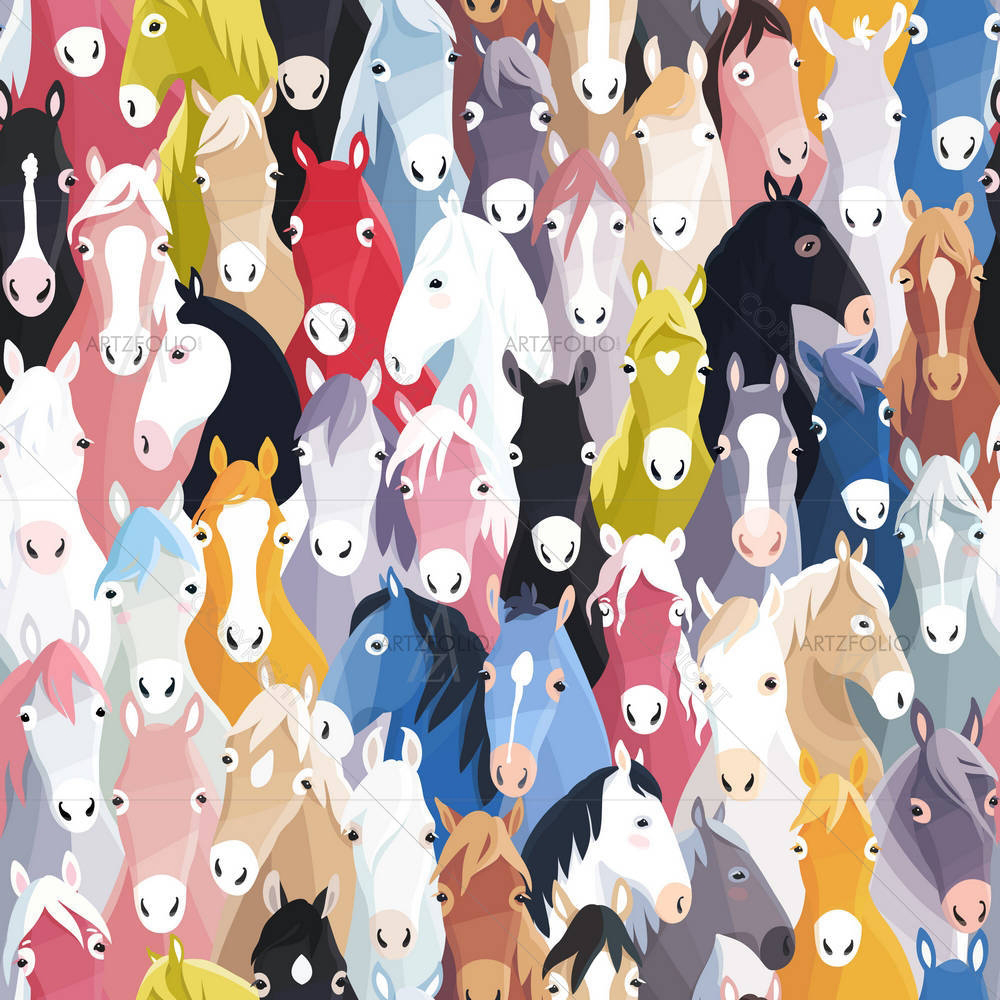 Cartoon Horses — custom-size art design 5004213