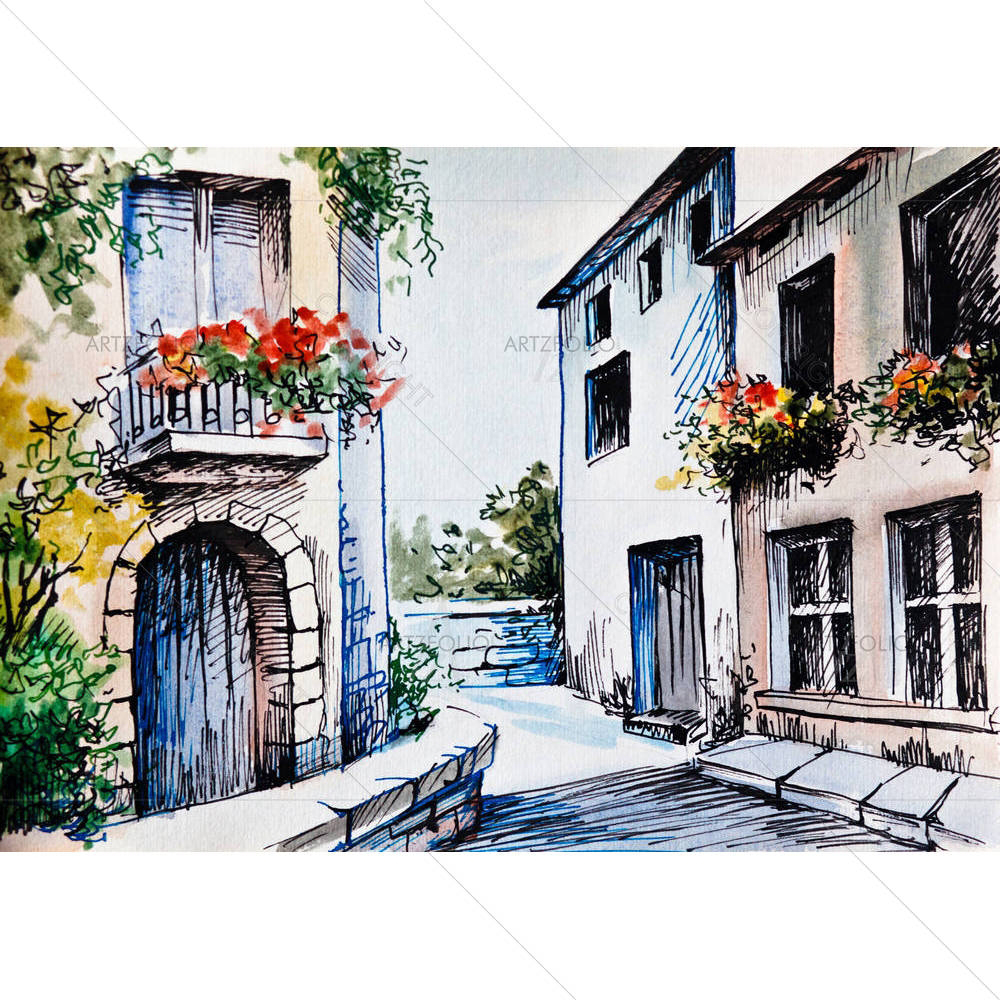 Flowers Along The Street — Botanical custom art by ArtzFolio