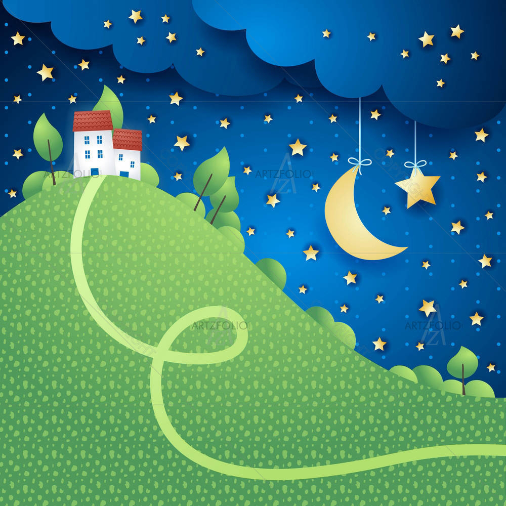 Surreal Landscape With Hill — custom-size art design 5004253