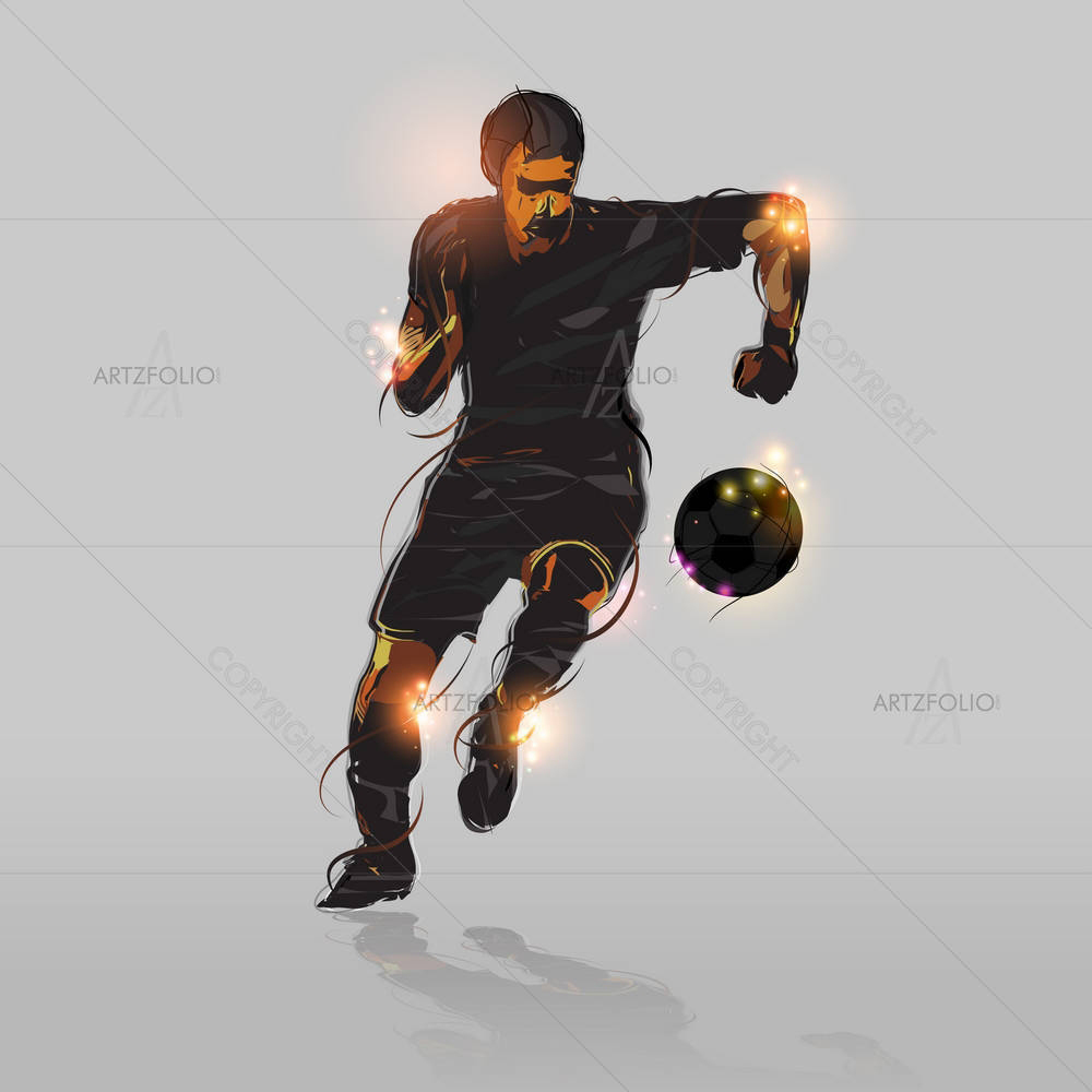 Soccer Striker Shooting Soccer Ball — custom-size art design 5004287