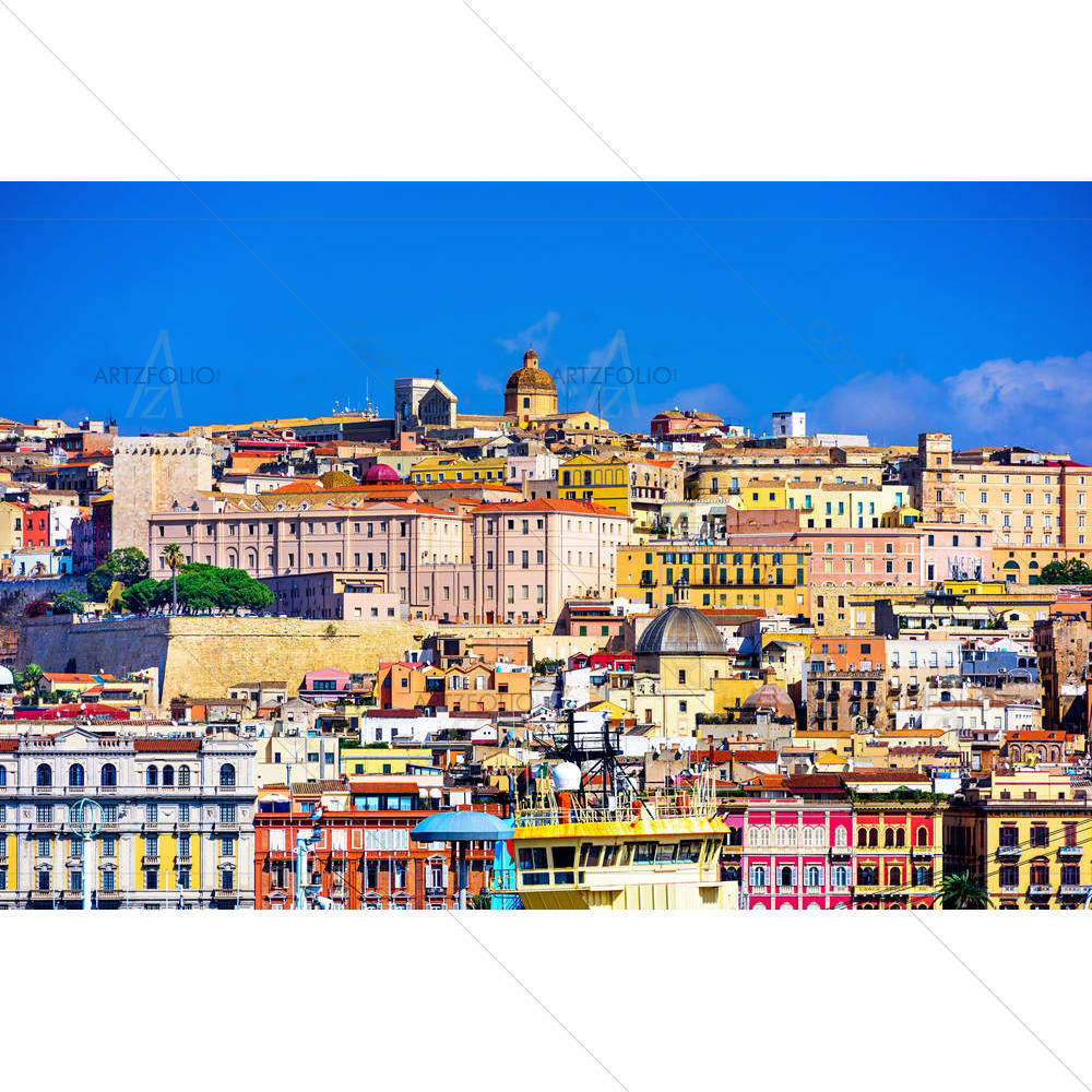 Cagliari, Sardinia, Italy Old Town Skyline — Ancient custom art by ArtzFolio