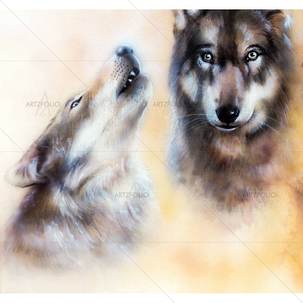 Pair Of Wolves — Fluid marble custom art by ArtzFolio