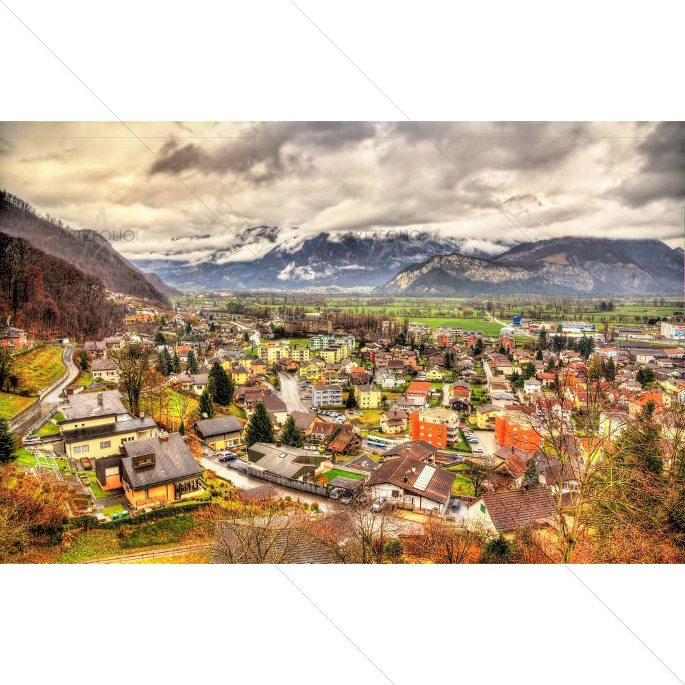 Sargans Village View In Swiss Alps, Swiitzerland — custom-size art design 5004311