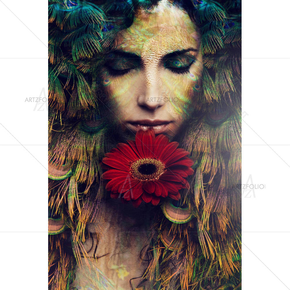 Woman Portrait With Flower — custom-size art design 5004312