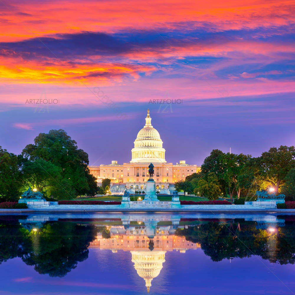 Capitol Building Sunset Congress, Washington DC USA — American custom art by ArtzFolio