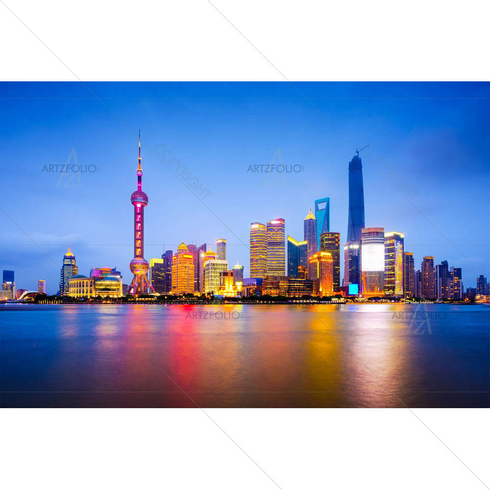 Shanghai, China City Skyline On The Huangpu River — custom-size art design 5004321
