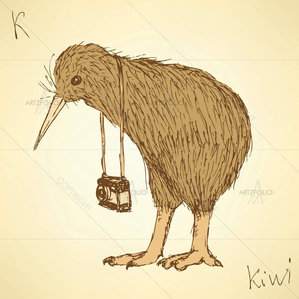 Fancy Kiwi Bird — Alphabets custom art by ArtzFolio
