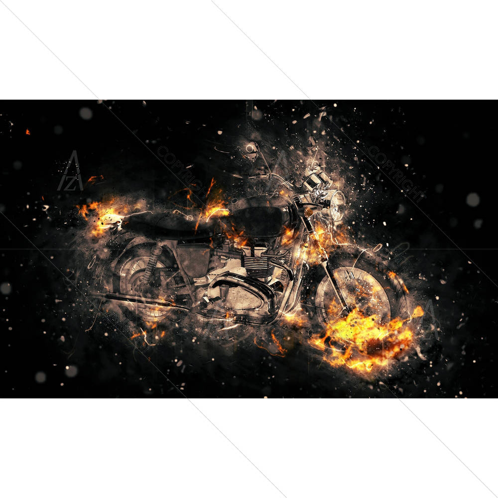 Burning Motorbike — custom-size art design 5004342