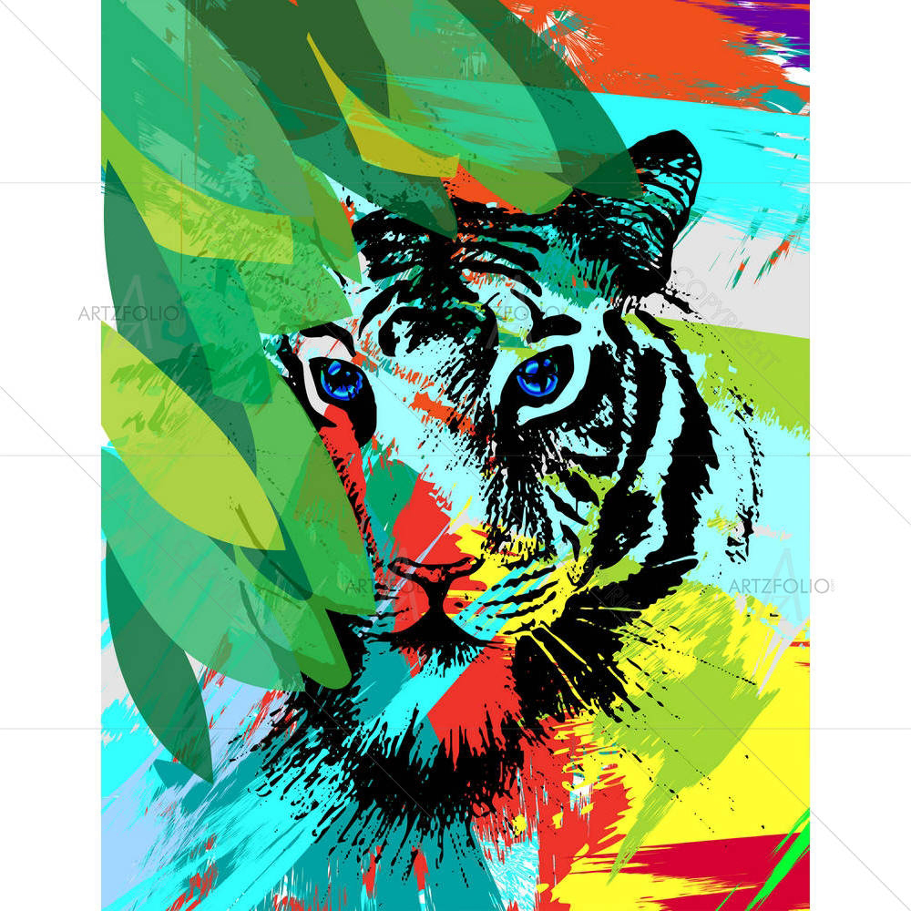 Tiger Under Leafes — custom-size art design 5004352