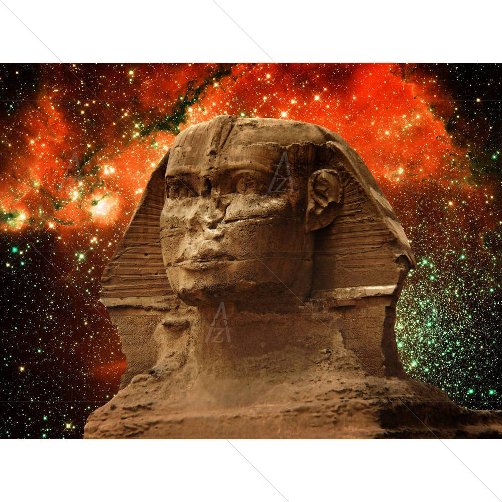 Great Sphinx Of Giza & Small Magellanic Cloud D2 — Fluid marble custom art by ArtzFolio