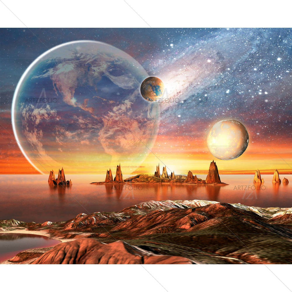 Alien Planet With Planets — Astrology custom art by ArtzFolio