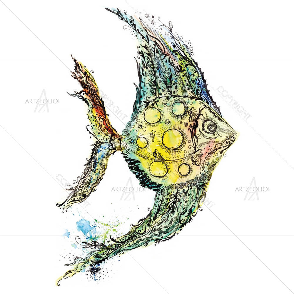 Colorful Moon Fish — Abstract custom art by ArtzFolio