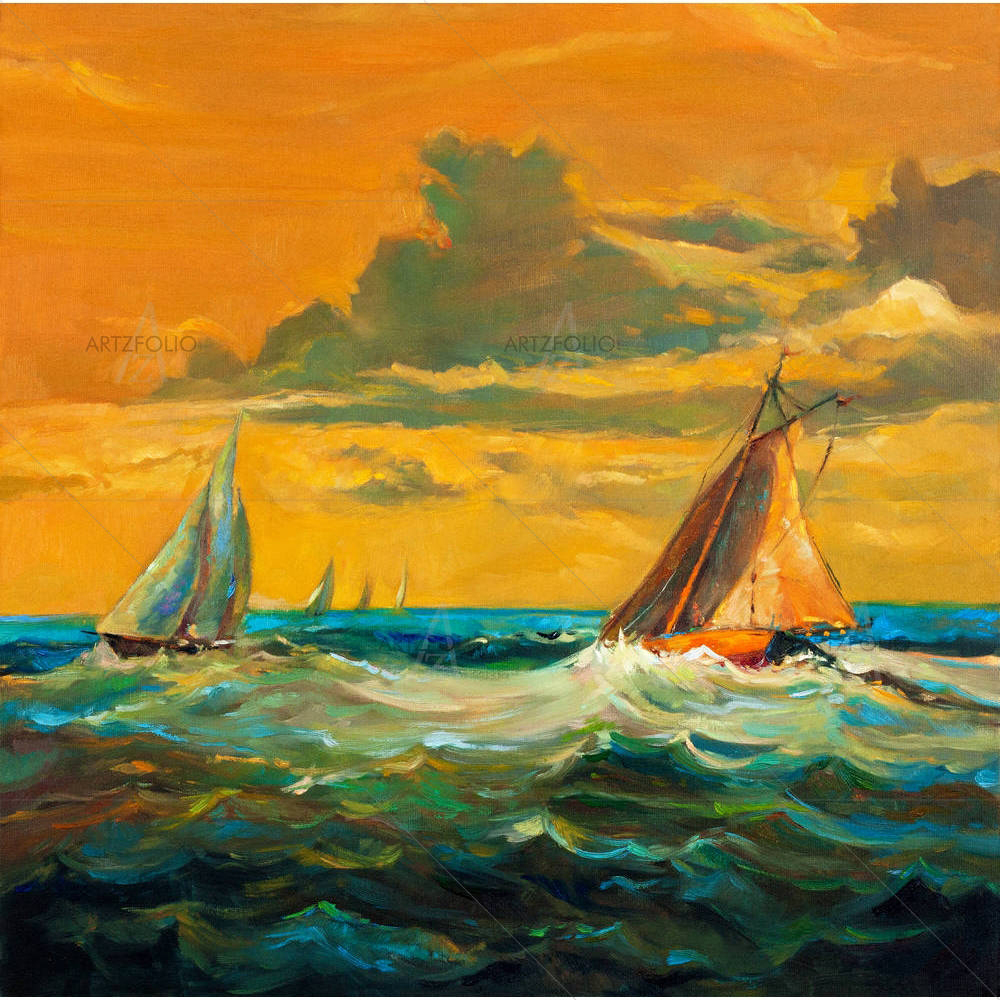 Sailboats & Sea — Abstract custom art by ArtzFolio