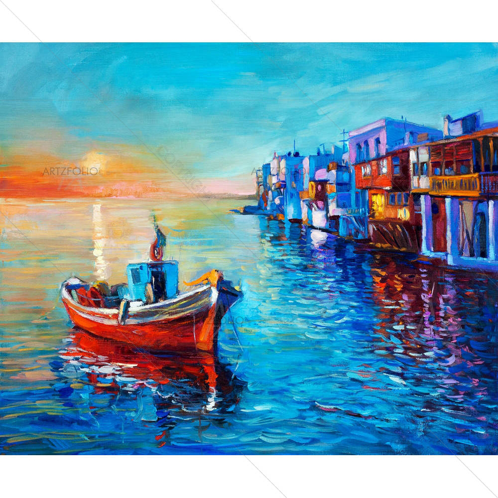Fishing Boat & Sea D2 — Abstract custom art by ArtzFolio