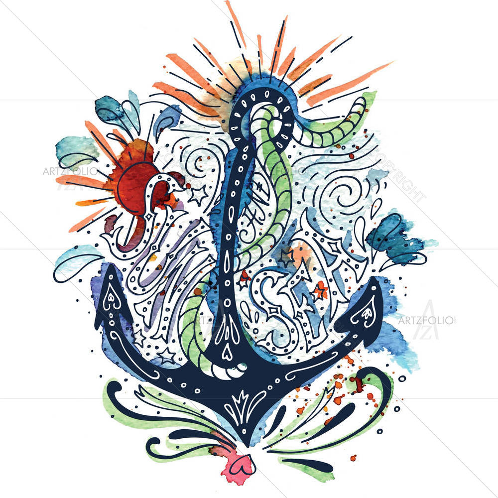 Watercolor Anchor — custom-size art design 5004428