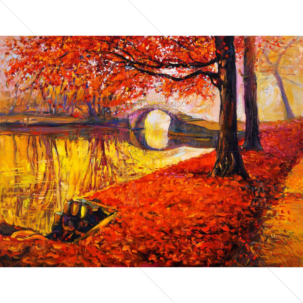Autumn Park & Lake — custom-size art design 5004438