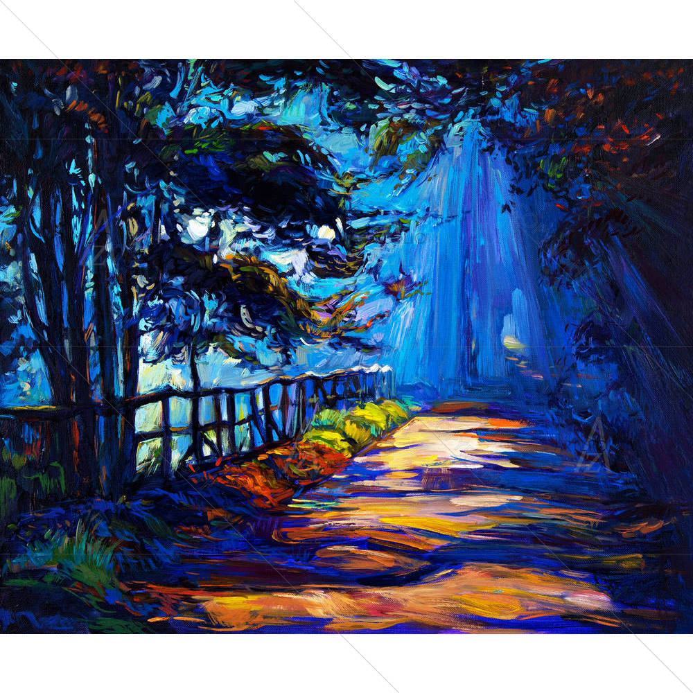 Autumn Park At Night — custom-size art design 5004439