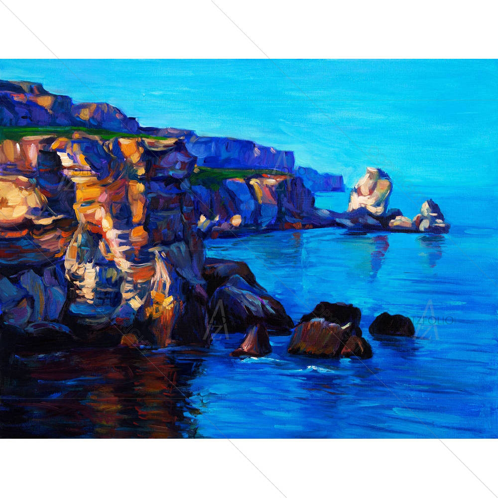 Ocean & Cliffs D2 — Impressionism custom art by ArtzFolio