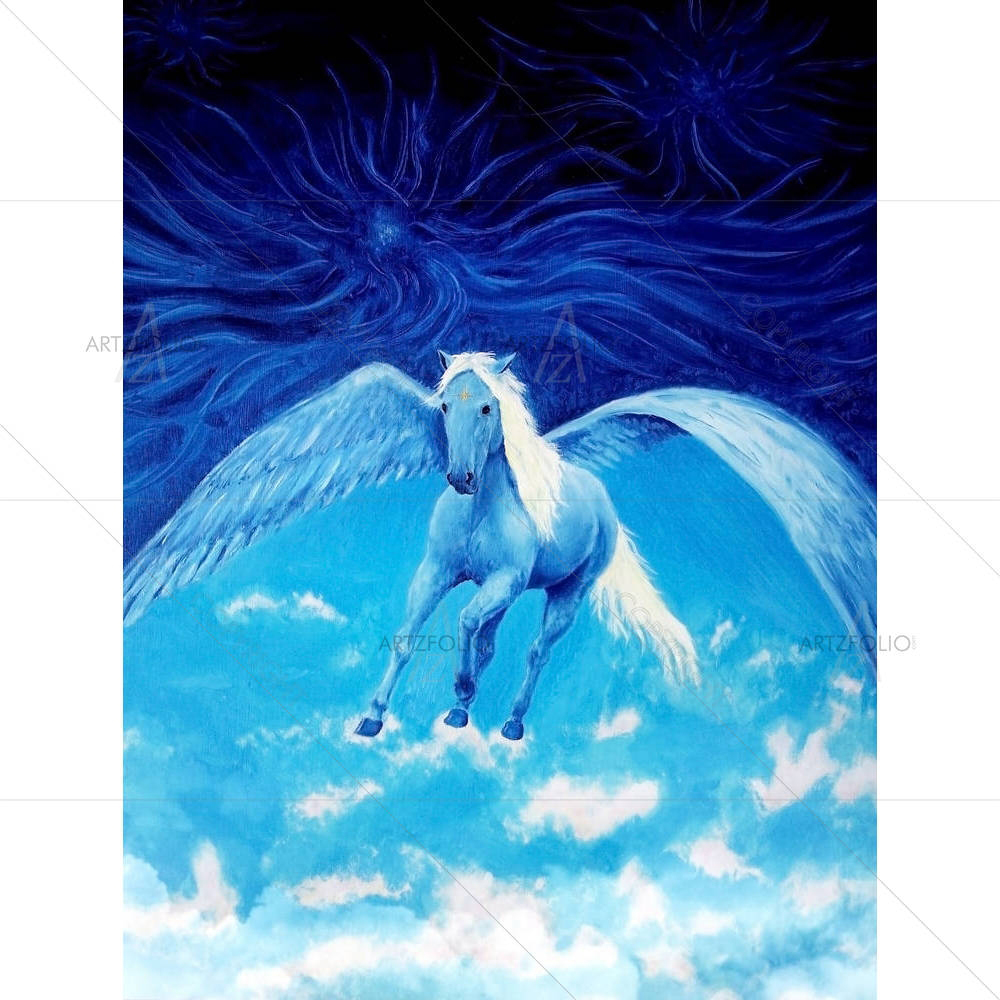 White Pegasus Horse High Up In The Skies — Animals custom art by ArtzFolio