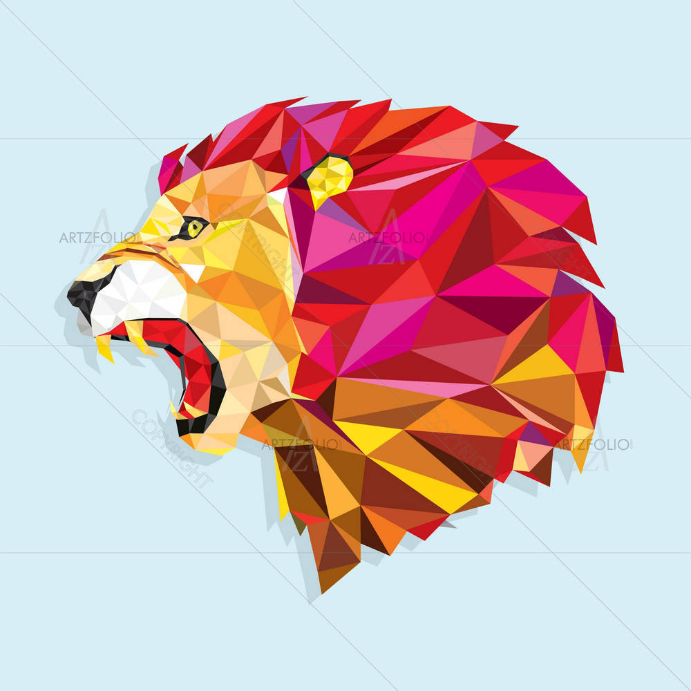 Angry Lion Portrait — custom-size art design 5004462