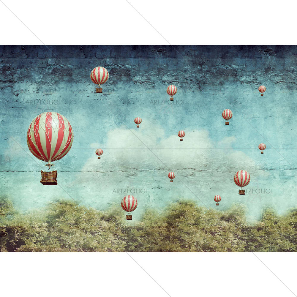 Hot Air Balloons Flying — Ancient custom art by ArtzFolio