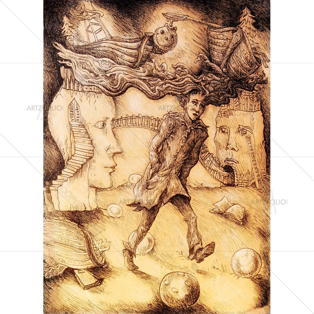 Man With Staircased Heads — Boats custom art by ArtzFolio