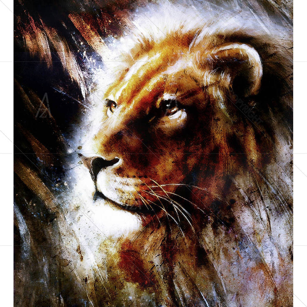 Lion Portrait With Bird Feathers — Abstract custom art by ArtzFolio