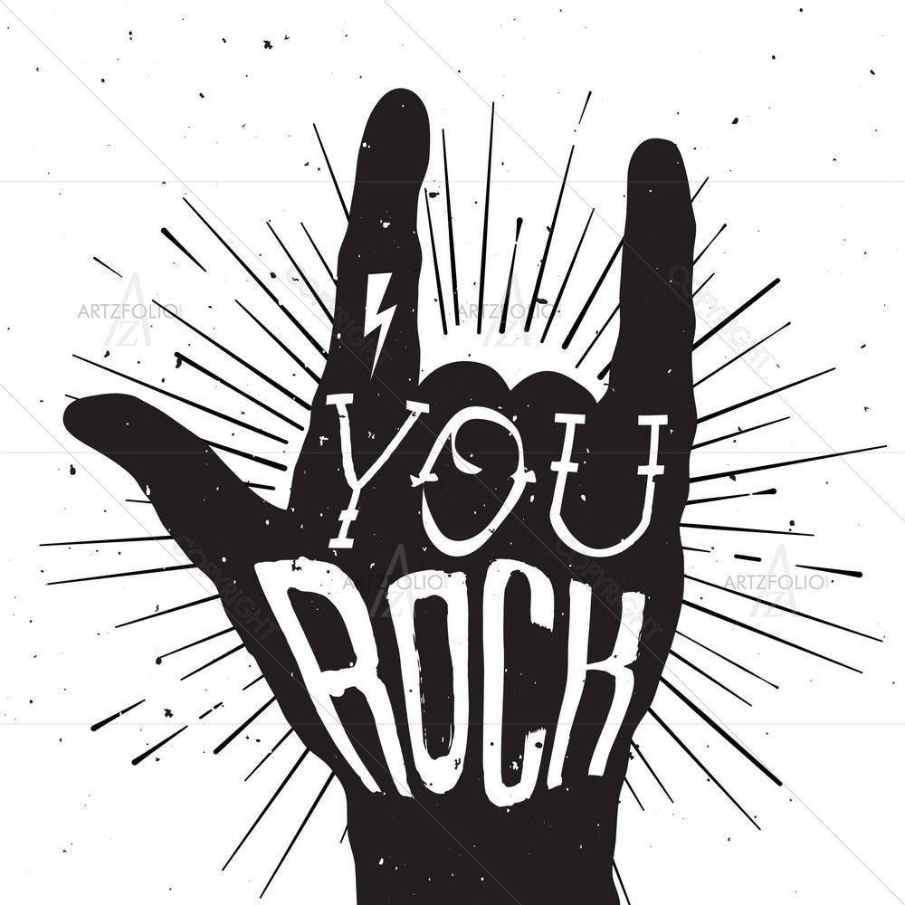 Rock Hand Sign D1 — Ancient custom art by ArtzFolio