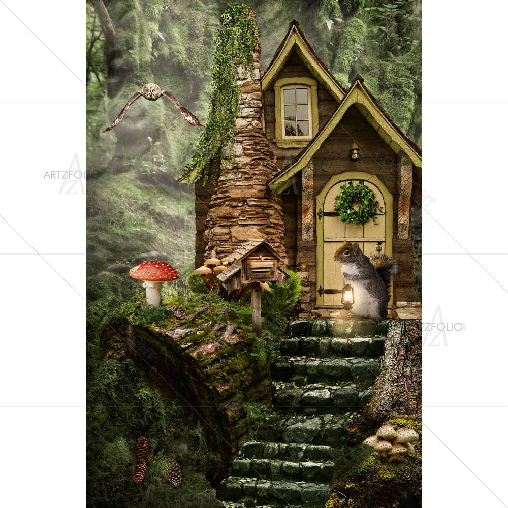 Owl Delivers Scroll To The Mailbox — Botanical custom art by ArtzFolio